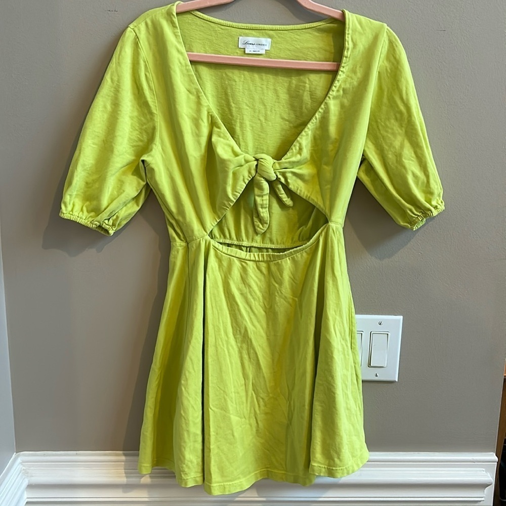 Lovers & Friends Tirzah Green Mini Dress Cut Out Front Knot Size Medium